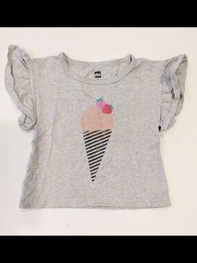 Tea Collection Gray Tee with Pink Ice Cream Graphic 2T